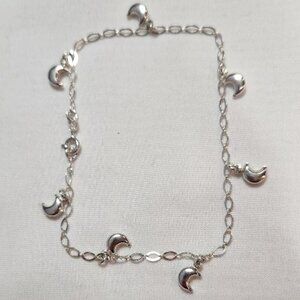 Crescent Moon Silver 925 Ankle Bracelet